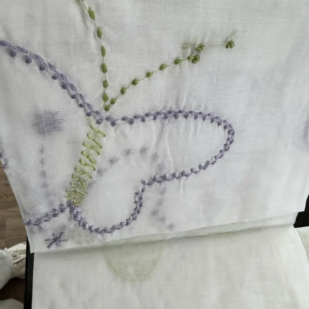 NWT Pottery Barn Curtain Panel Dot Butterfly Lavender Yellow Sheer 84” Pole‎